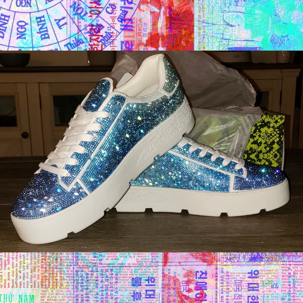 💙Blue Ombre Rhinestone Sneaks💙 - Picture 6 of 9